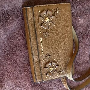 Michael Kors Tan Floral Wrist clutch bag